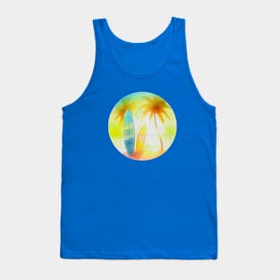 Surfboard under palm trees Tank Top